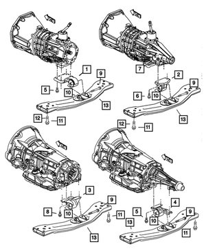 Transmission Support Bracket And Insulator - Mopar (52002334AB)