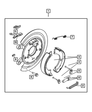 Parking Brake Shoe And Lining Kit - Mopar (68001472AB)