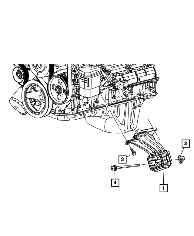 Engine Mounting Bracket And Insulator, Left Side - Mopar (52090305AG)