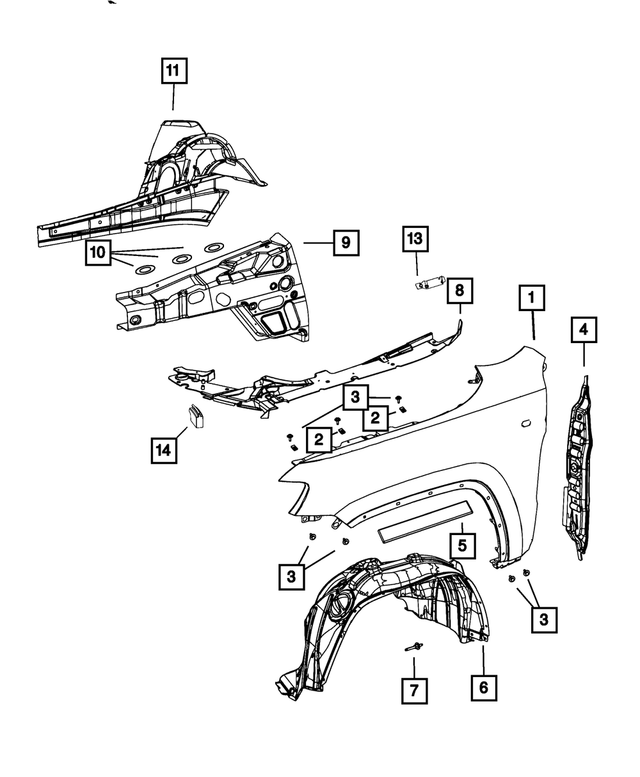 Wheelhouse Inner Silencer, Right - Mopar (55079292AG)