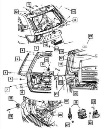 Lift-Gate Gas Cylinder Support, Right - Mopar (68079364AC)