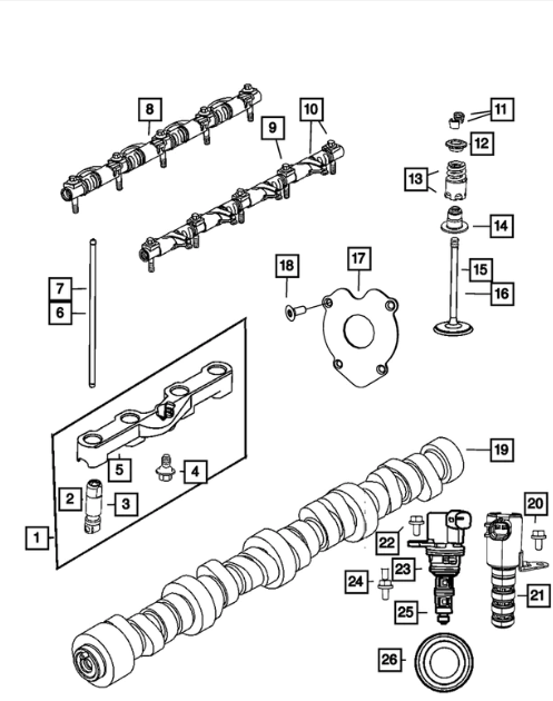 Hydraulic Lifters And Yoke, Front - Mopar (5038785AD)